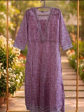 Lavender Printed Cotton Kurta (3 Piece Suit)