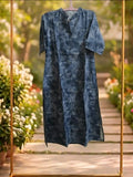 Blue Floral Printed Cotton Kurta (2 piece Suit)