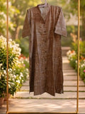 Brown Printed Cotton Straight Kurta (2 Piece Suit)